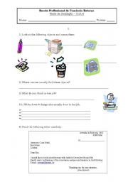 English Worksheet: test about office material