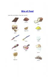 English worksheet: bits of food