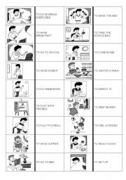 English Worksheet: daily routine dominoes