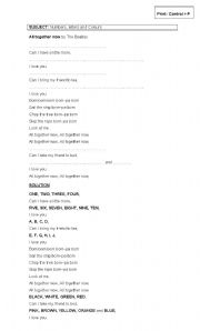 English Worksheet: SONGS BY THE BEATLES