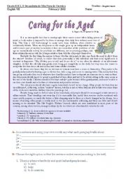 English Worksheet: Caring for the old