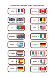 English Worksheet: Countries and Nationalities Double-Twelve Domino Set - part 2