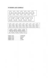 English Worksheet: Numbers and Animals