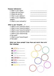 English worksheet: Personal information