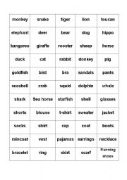 English worksheet: vocabulary words