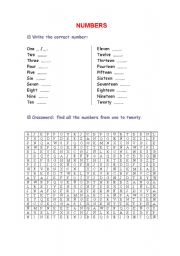 English Worksheet: NUMBERS
