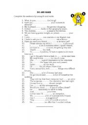 English Worksheet: do and make