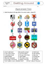 English Worksheet: signs around town