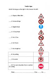 English Worksheet: Traffic signs