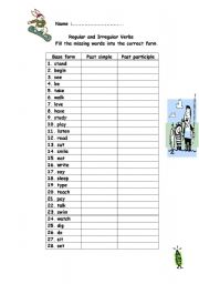 English Worksheet: regular and irregular