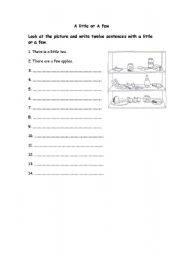 English Worksheet: A few or A little