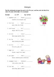 English Worksheet: Analogies II