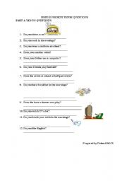 English Worksheet: Simple present tense Yes/no questions