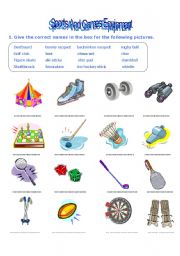 English Worksheet: Sport And Games Equipment