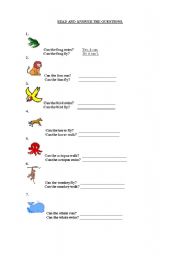 English Worksheet: can or cant