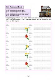 English worksheet: Address Book