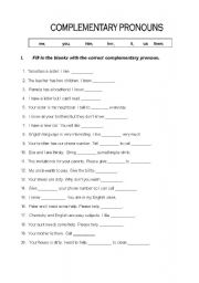 English worksheet: pronouns worksheets