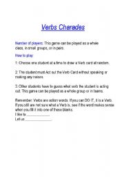 English Worksheet: Verb charades