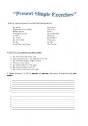 English Worksheet: PRESENT SIMPLE EXERCISES