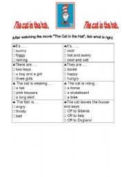 English Worksheet: The Cat in the Hat - the movie