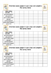 English Worksheet: Daily routines survey - frequency adverbs