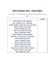 English Worksheet: Find someone who ...