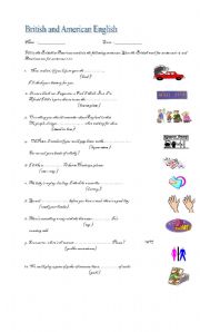 English Worksheet: British and American Words