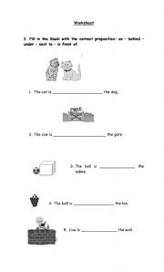 English Worksheet: Prepositions of place 