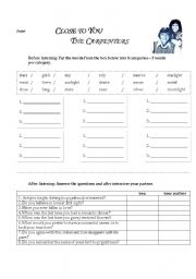 English Worksheet: Close to you - working with songs
