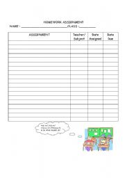 English Worksheet: Homework assignment