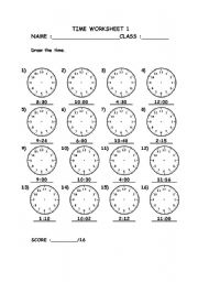 Time worksheet 1