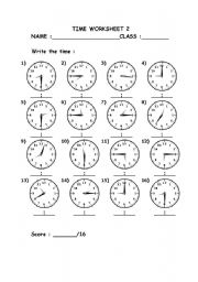 Time worksheet 2