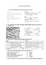 English Worksheet: Vocabulary and Writing Quiz