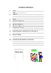 English Worksheet: Student portfolio