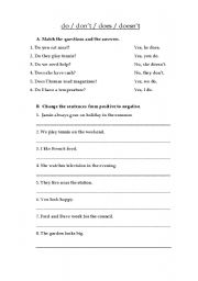 English Worksheet: do/does/dont/doesnt 