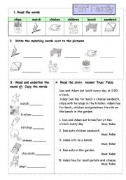 English Worksheet: sound practice - ch family