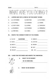 English Worksheet: what are you doing?
