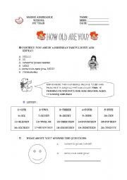 English Worksheet: how old are you?