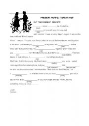 English Worksheet: present perfect tense