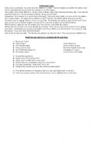 English Worksheet: A Firemans Day