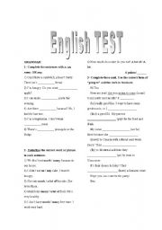 English worksheet: English Test ESL