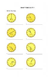 English Worksheet: What time is it?