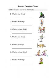 English Worksheet: Present Continuous Tense