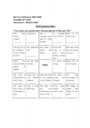 English Worksheet: Interview Bingo