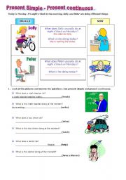 English Worksheet: Present simple vs Present continuous