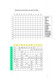 English worksheet: Battleship with names of clothes1