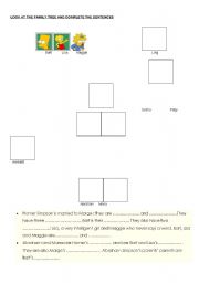 English Worksheet:  simpson family tree