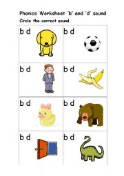 Phonics Worksheet b and d sound