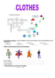 English Worksheet: CLOTHES Vocabulary activities