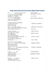 English Worksheet: When there was me and you(High School Musical)